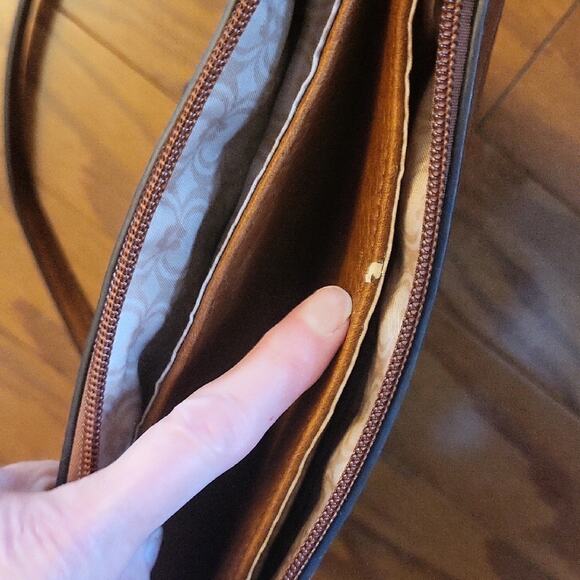 Charming Charlie Brown and Gold Crossbody Bag with Chain Detail NWT - Picture 13 of 16